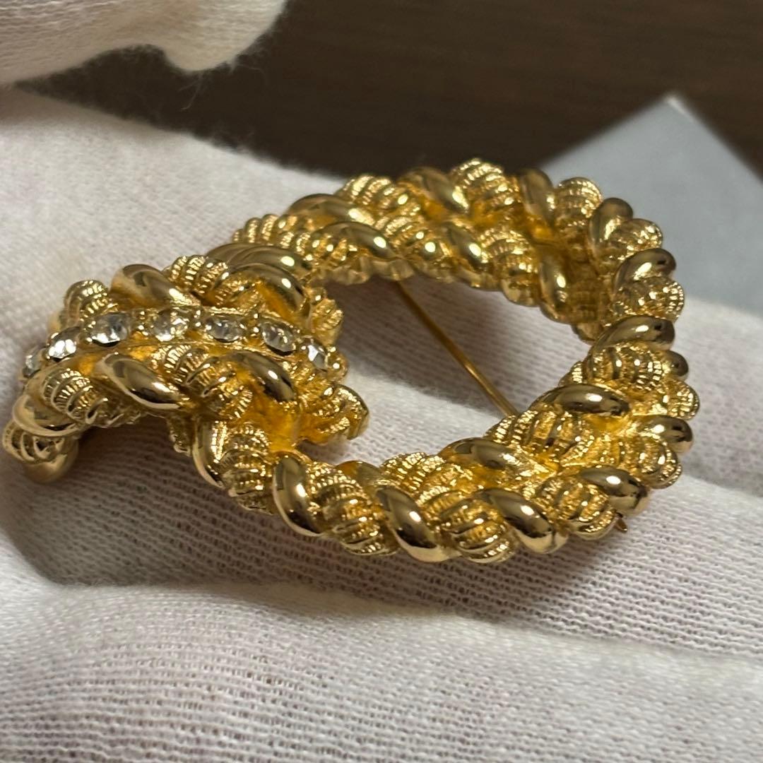 ［未使用級］DIOR ロープ　ラインストーン　ツイスト　ブローチ　ドイツ製