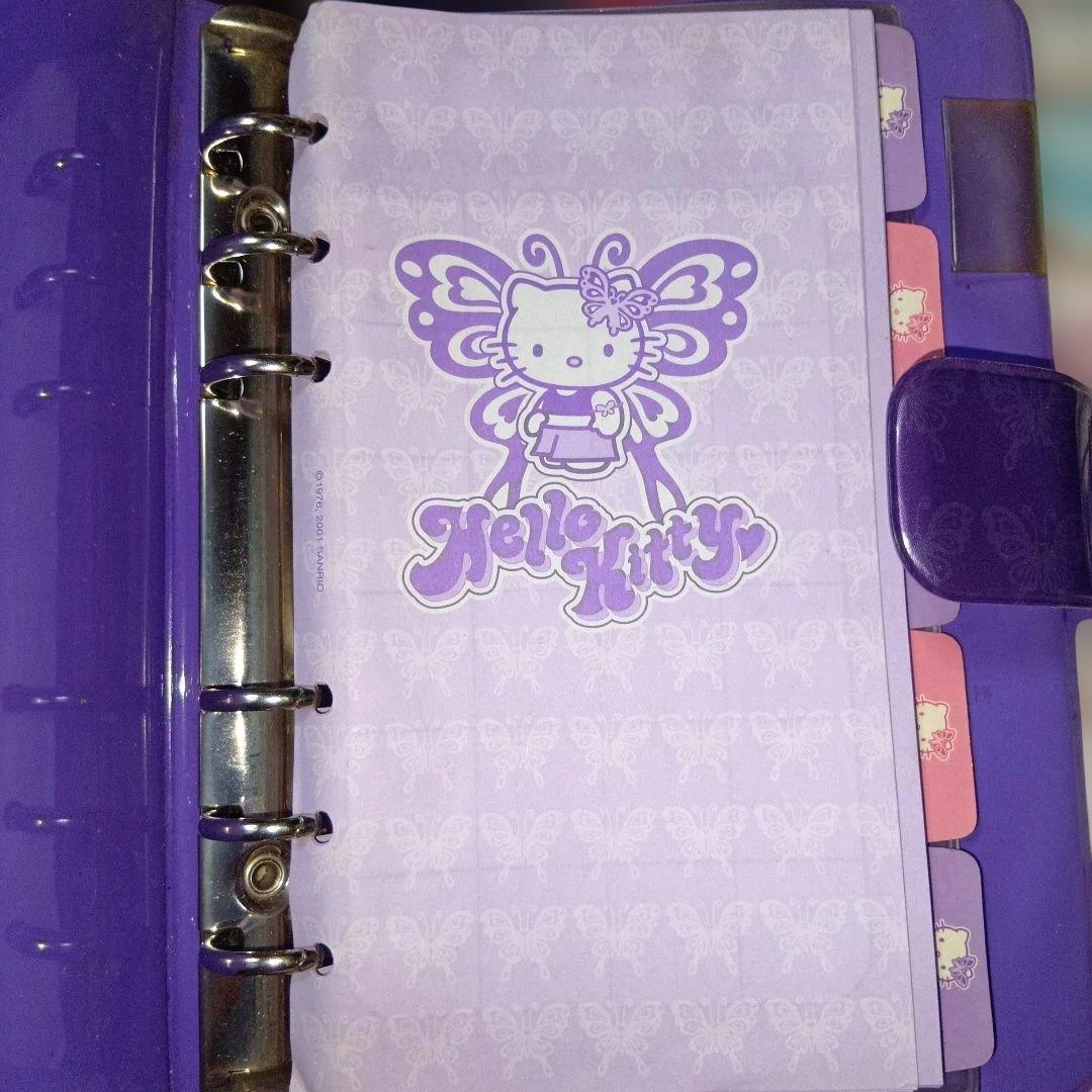 ハローキティ海外限定パープルバタフライ バインダー2001年6穴激レアシール帳