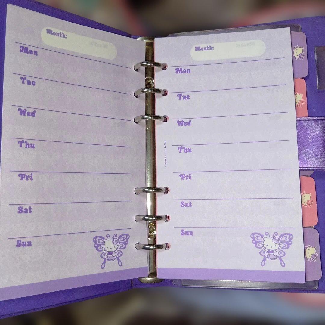 ハローキティ海外限定パープルバタフライ バインダー2001年6穴激レアシール帳