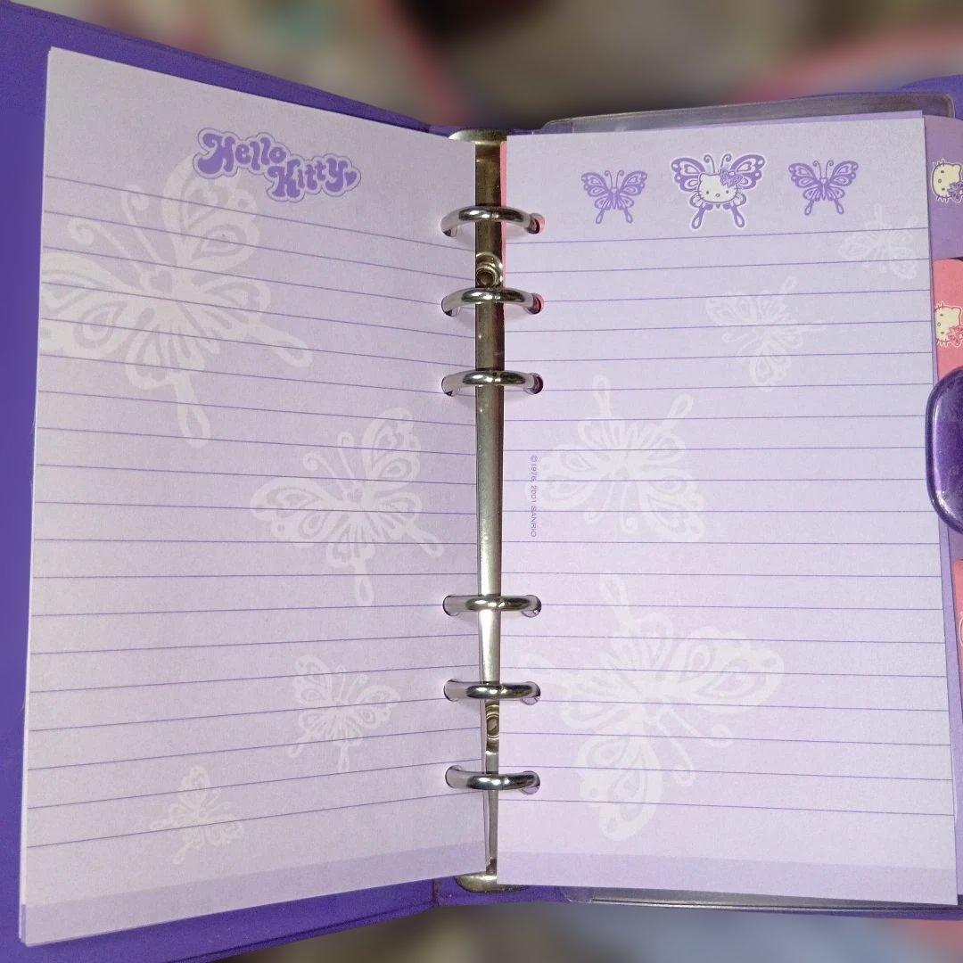 ハローキティ海外限定パープルバタフライ バインダー2001年6穴激レアシール帳