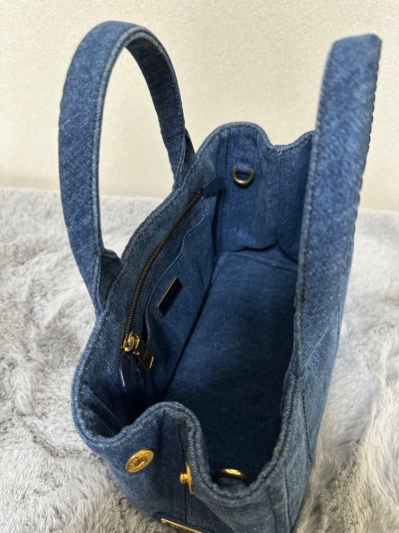 美品 PRADA カナパ 2WAYバッグ TUサイズ デニムブルー系1BG439