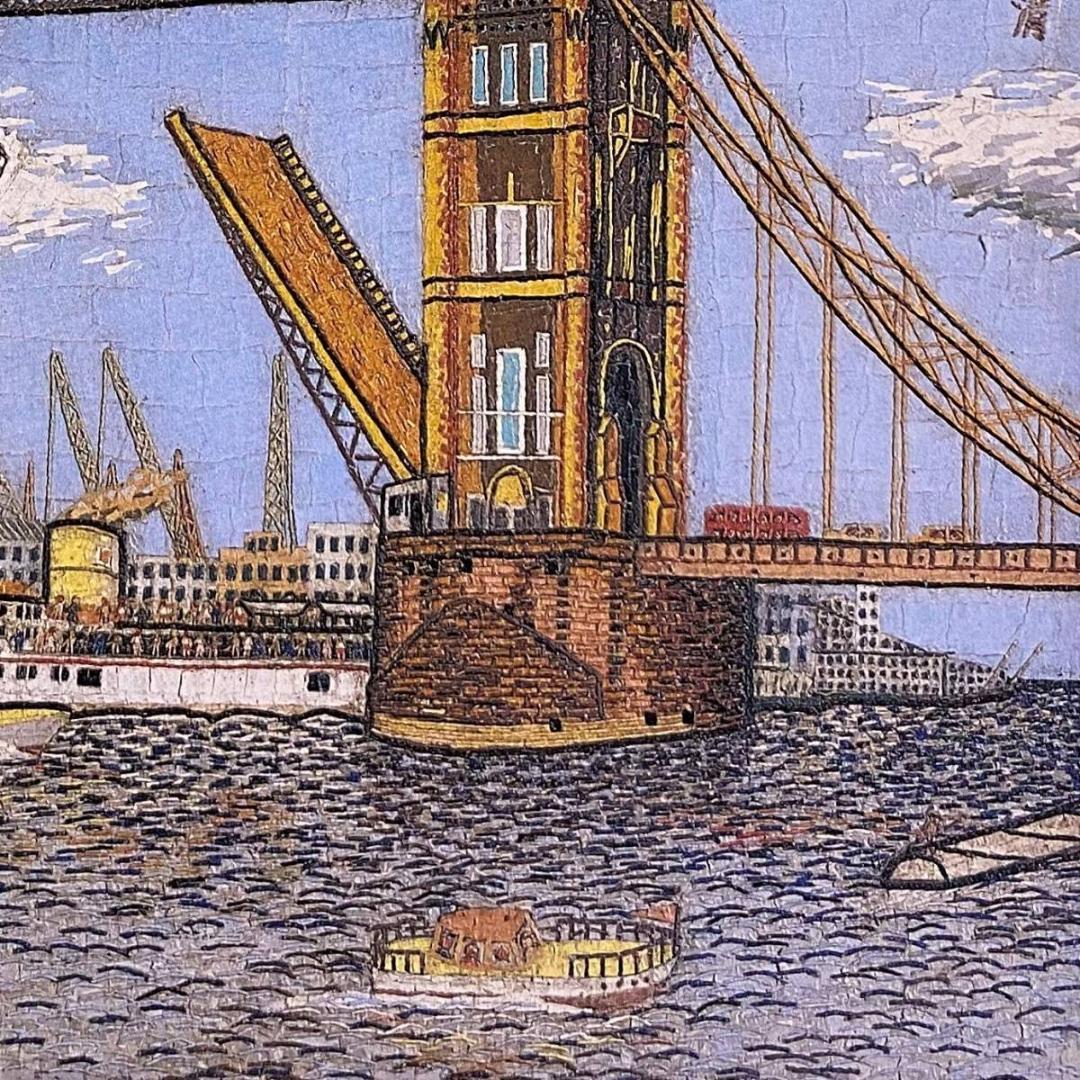 山下清、【ロンドンのタワーブリッジ】、希少な額装用画集より