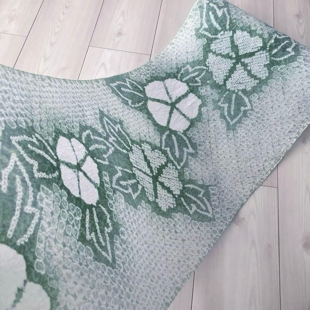 有松鳴海絞り　浴衣　反物　アサガオ　湯のし済み　No.3-260