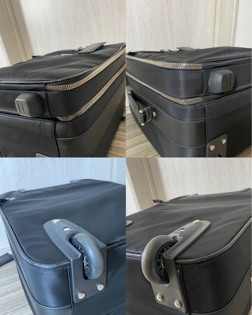 PRADA スーツケース　キャリーケース　ナイロン　レザー　三角ロゴプレート　黒