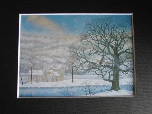 山岸俊治、【白い季節】、希少な額装用画集より、新品額装付、状態良好