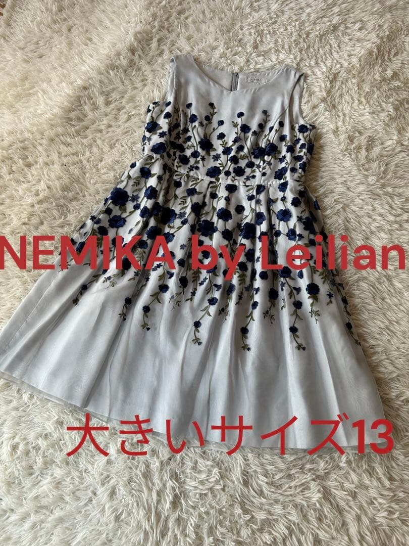 ♦︎レリアンネミカ　花柄刺繍ドレス フレア　ノースリーブワンピース大きいサイズ13