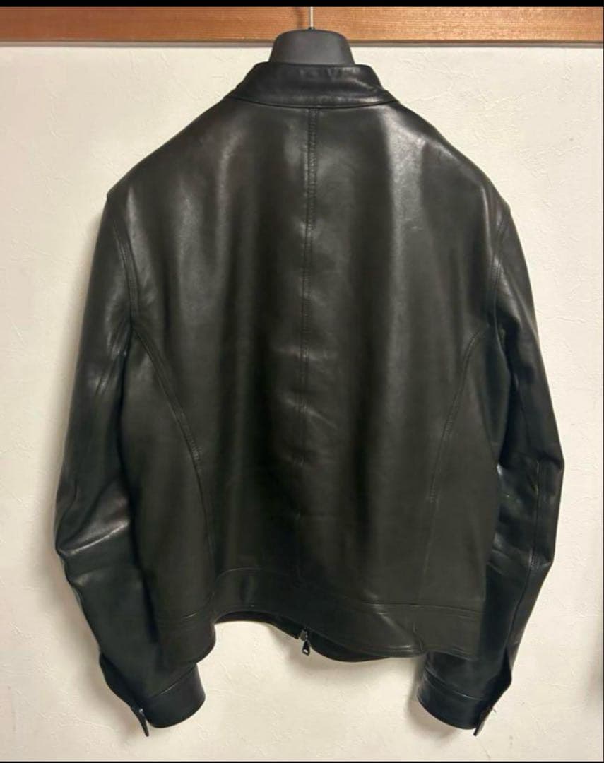 エンメティEMMETI レアブラックブラウンレザーシングルライダースジャケット