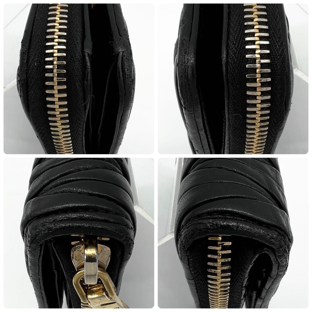 【美品✨】 ミュウミュウ 二つ折り財布 マテラッセ ラウンドジップ ブラック 黒