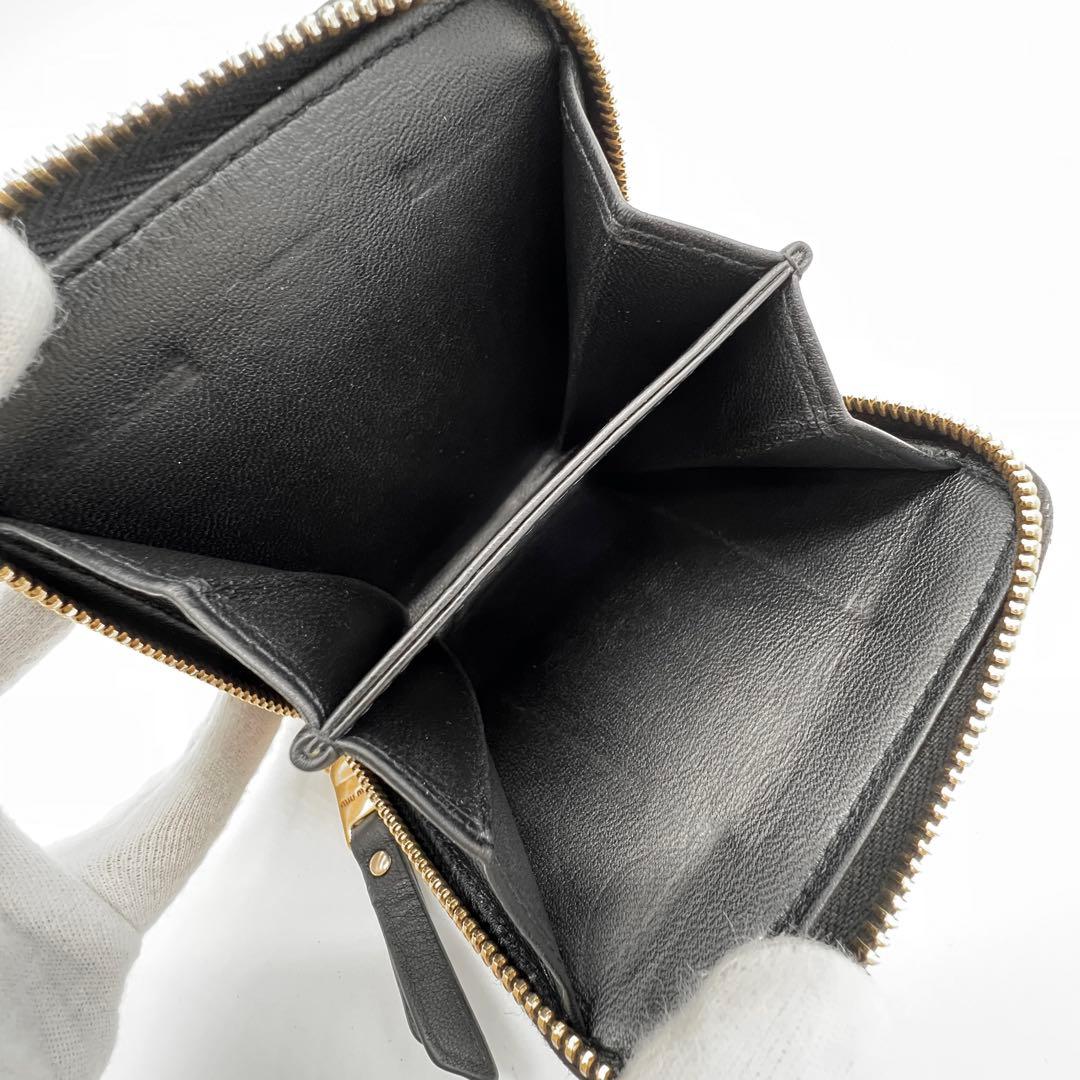 【美品✨】 ミュウミュウ 二つ折り財布 マテラッセ ラウンドジップ ブラック 黒