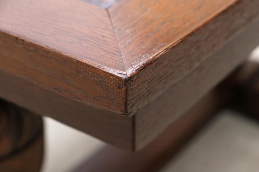 英国 イギリス ヴィンテージ オーク材 本革 センターテーブル クラシカル