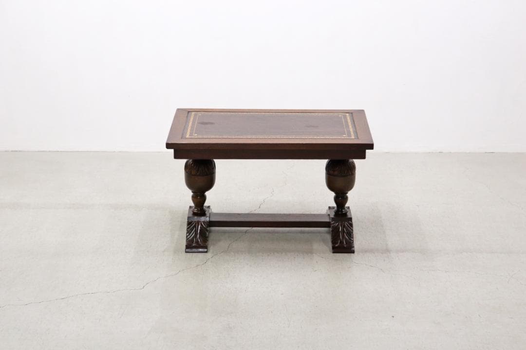 英国 イギリス ヴィンテージ オーク材 本革 センターテーブル クラシカル