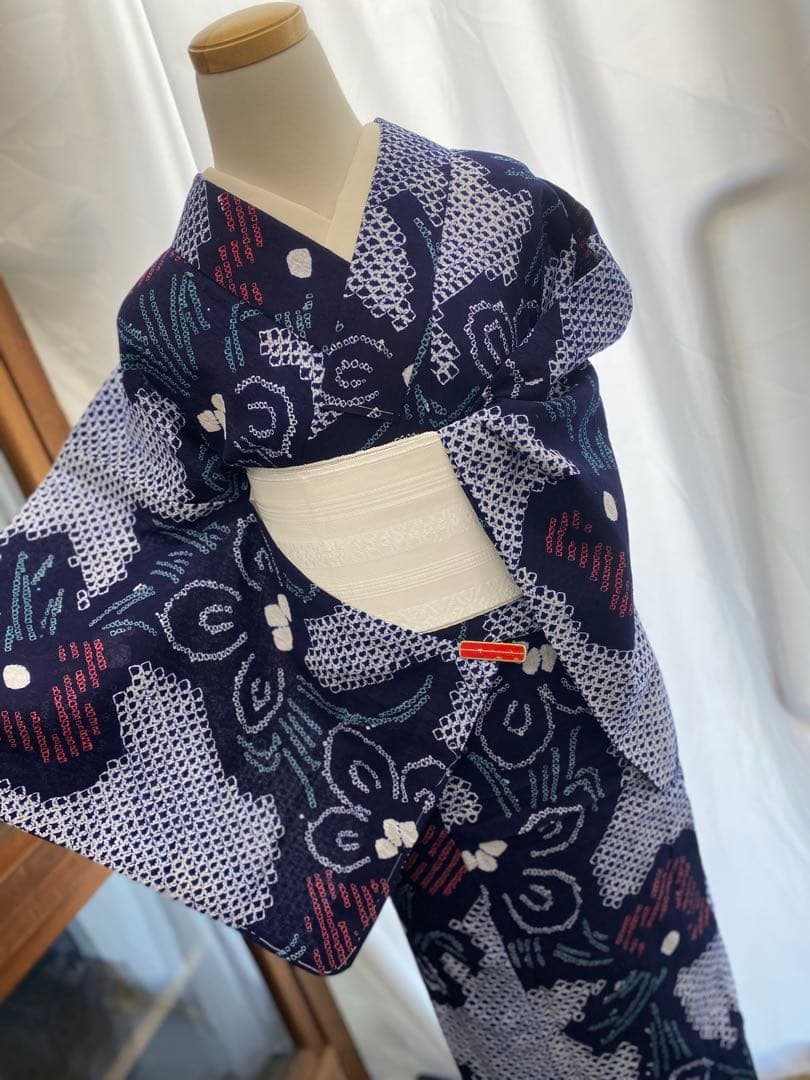 あ*い様 May8.1 有松鳴海浴衣絞り　綿　袖しつけ付き　身丈　155.5