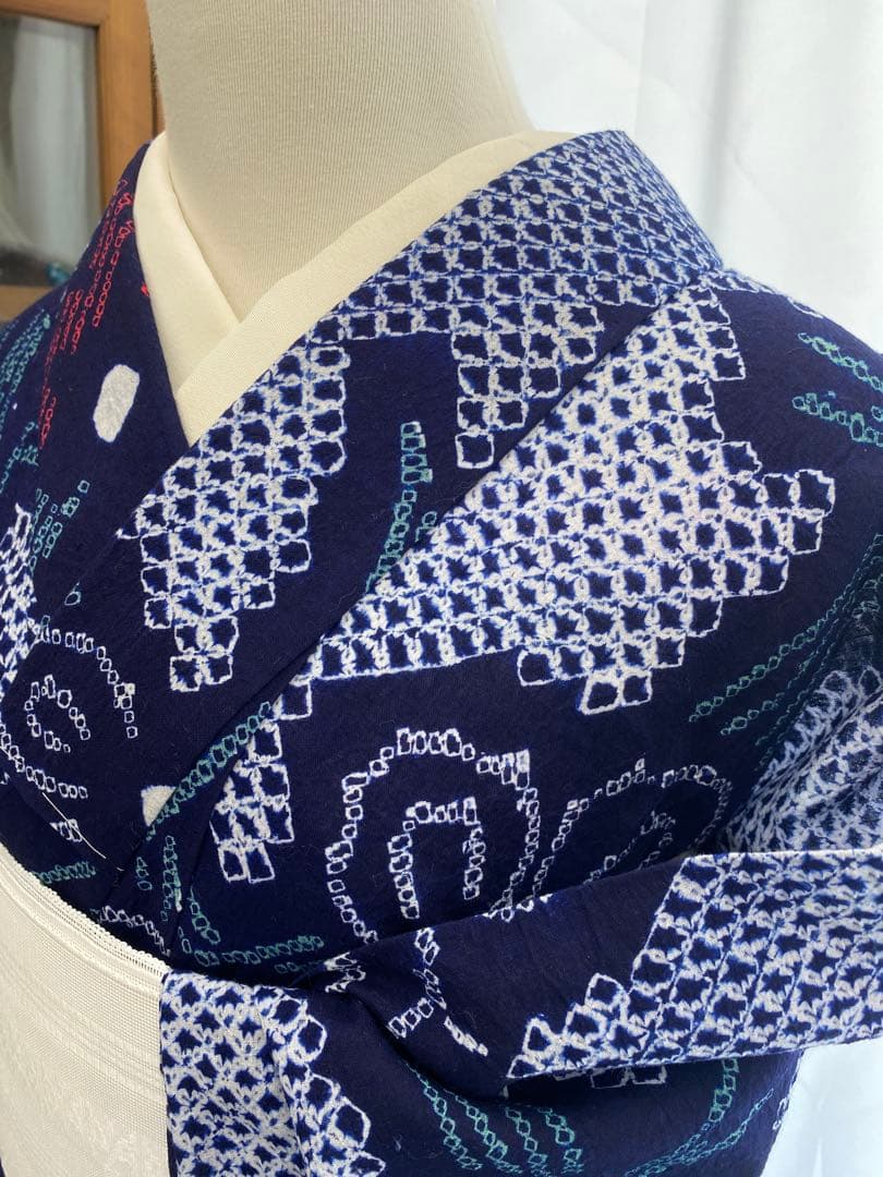 あ*い様 May8.1 有松鳴海浴衣絞り　綿　袖しつけ付き　身丈　155.5