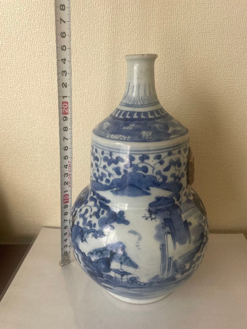 青白磁の装飾花瓶古美術骨董