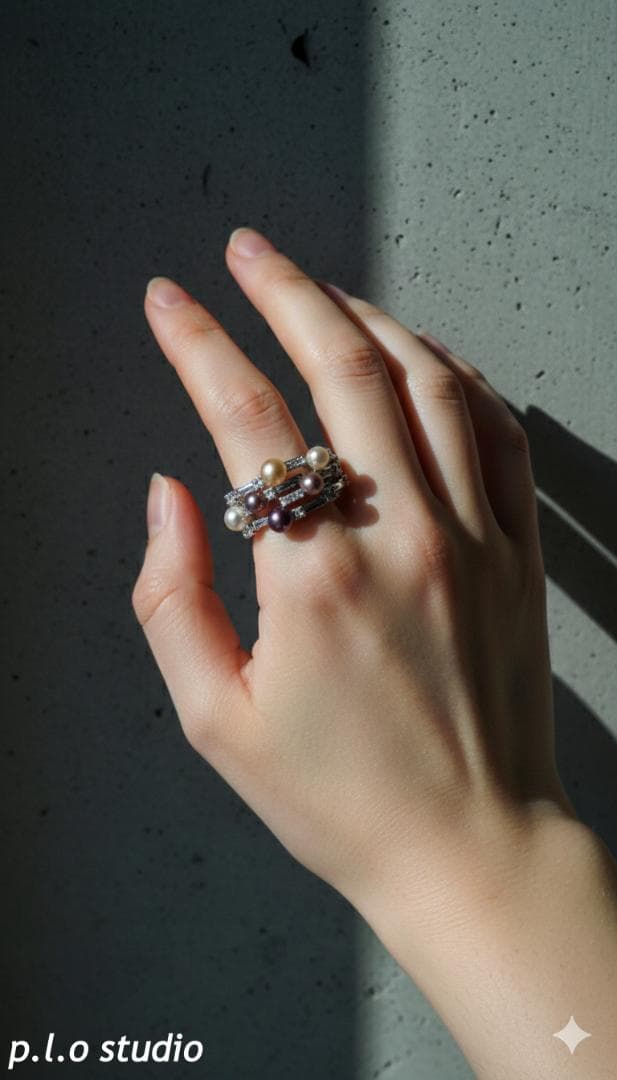 【一点物】花珠級 3-5mm 天然小燈泡真珠 リング S925 / p.l.o