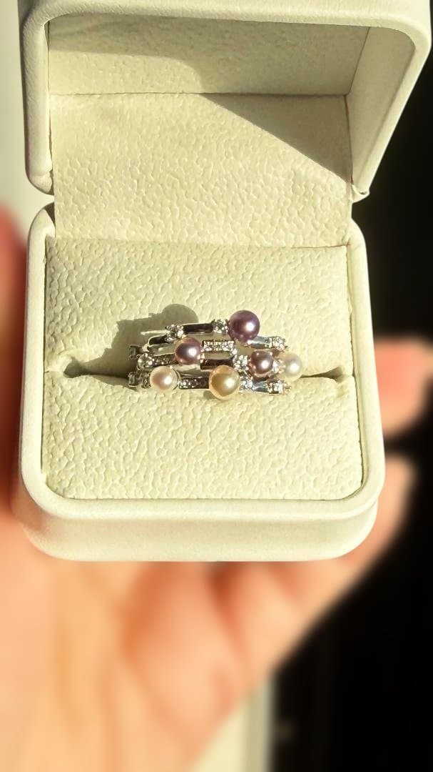 【一点物】花珠級 3-5mm 天然小燈泡真珠 リング S925 / p.l.o