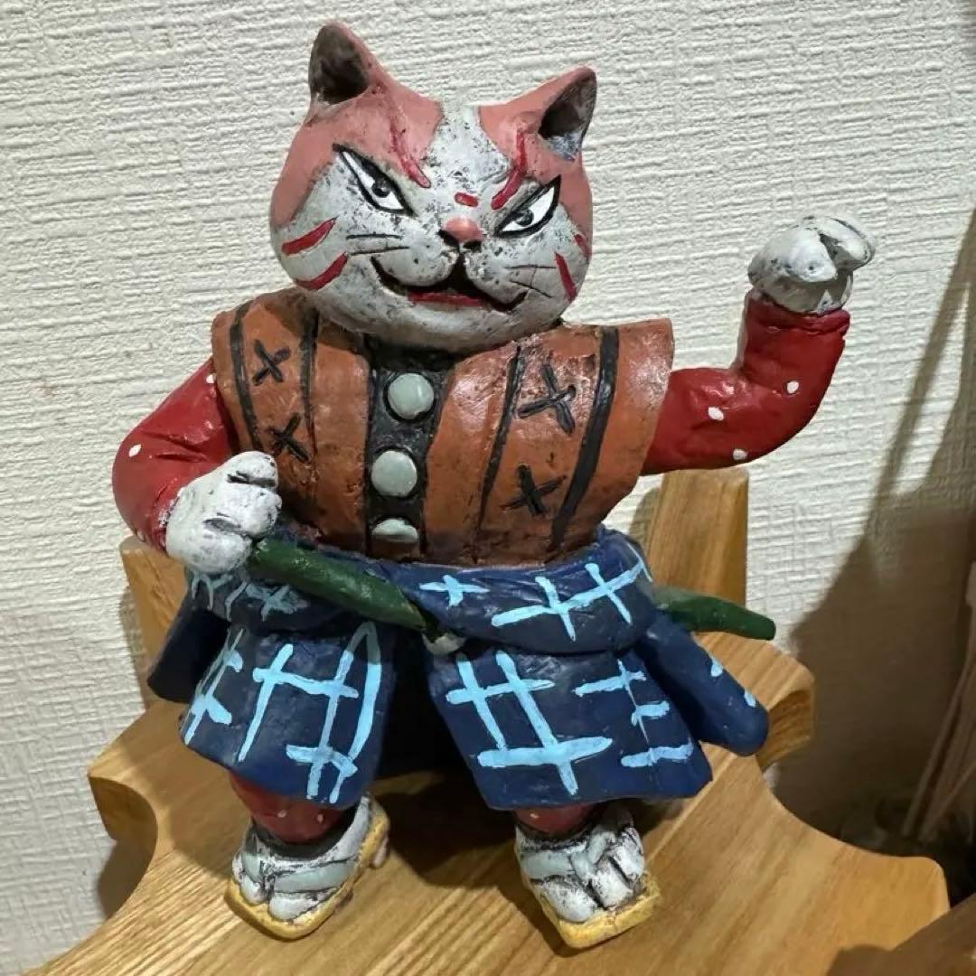 Manhattaner's　久下貴史デザイナー　猫　置物　ミャー切り　箱付