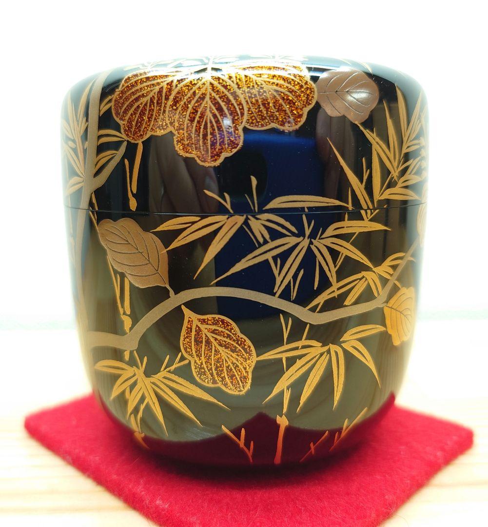 eyeknow 茶道具 大棗 京塗 桐竹蒔絵 真塗 木製 北村葵春 共箱