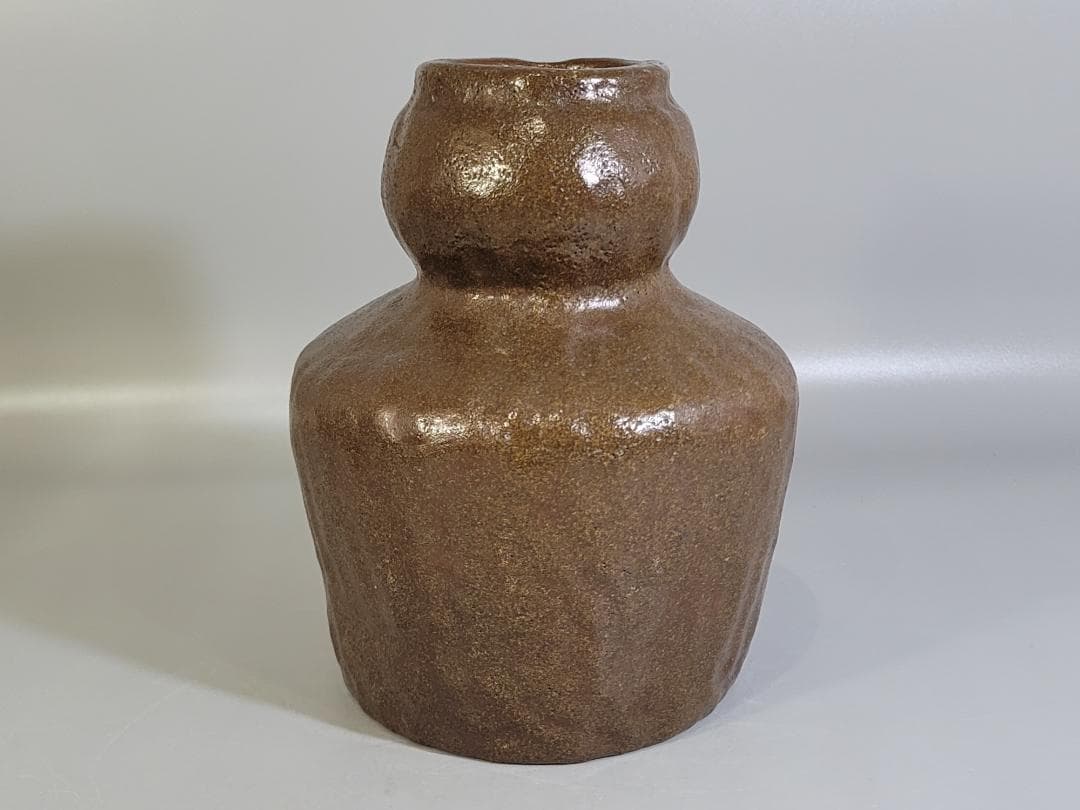 茶道具 初代 小川長楽作 瓢花生 二代識箱 美品 DT418