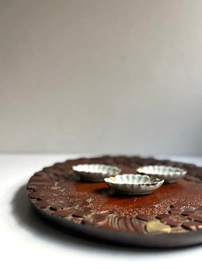 756 骨董 アンティーク 古伊万里 舟型松林文様豆皿 3点組 醤油皿 金継ぎ