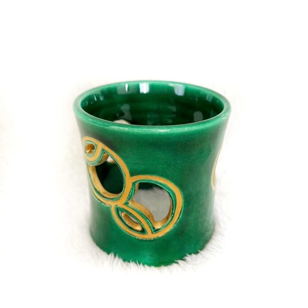 【茶道具】淡々斉好写 青交趾つぼつぼ 蓋置 妙見