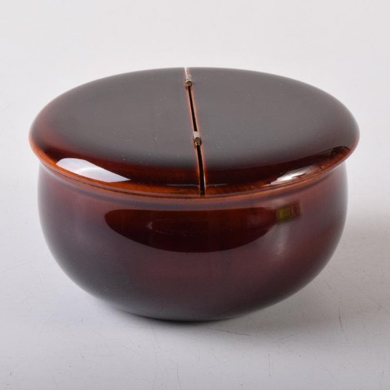 茶道具　輪島塗　久世宗春作　溜塗　老松茶入　共箱　V　7487