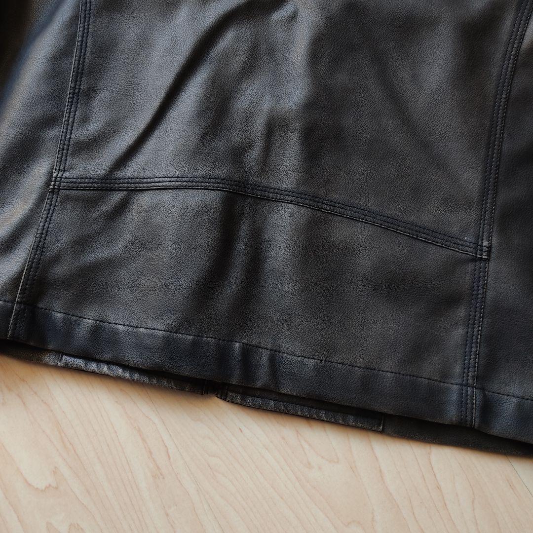 【希少レア】Y2K クロス スタッズ レザー ジャケット フェード 黒 茶色