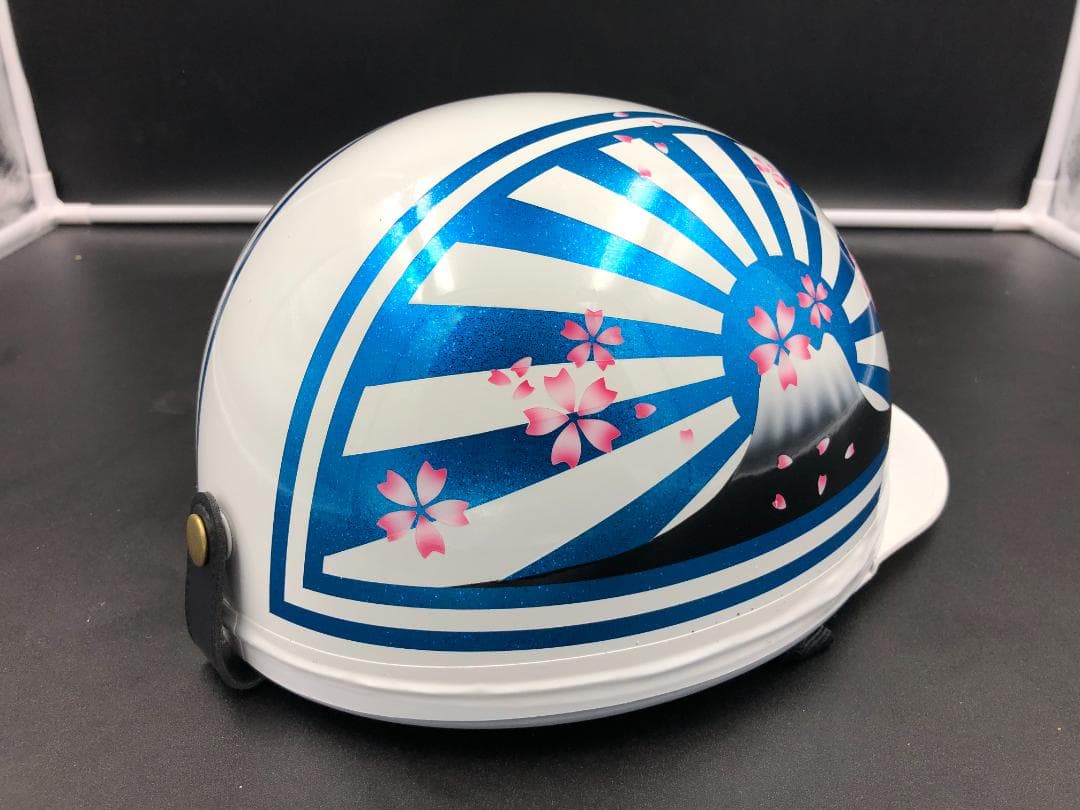 コルク半　カスタム　富士日章　三つボタン　ホワイトブルー　ラメ　桜　高級クリヤ