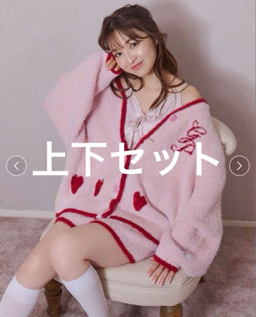 ジェラートピケ ラメフェザー カーディガン ショートパンツ セット