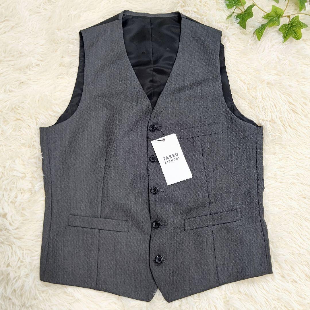 タケオキクチ DORMEUIL スリーピース対応 ベスト L グレー へリンボン