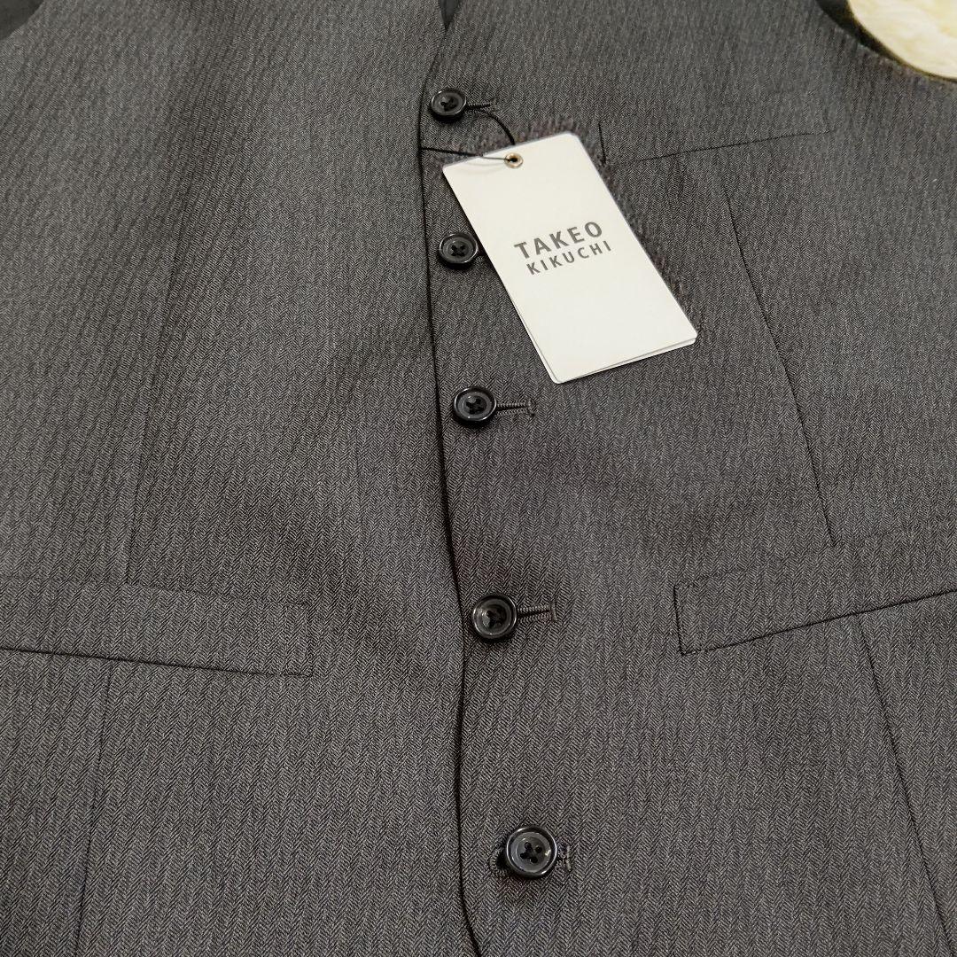 タケオキクチ DORMEUIL スリーピース対応 ベスト L グレー へリンボン