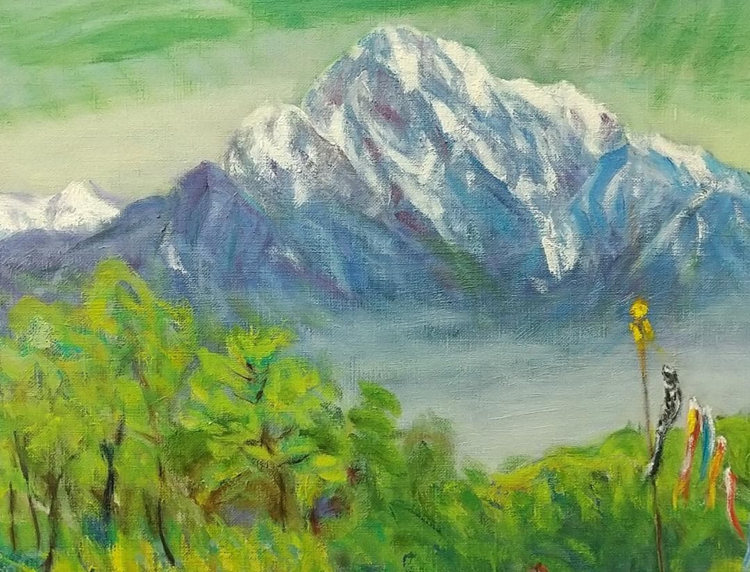 「甲斐駒と五月」絵画 油絵 油彩画 F8