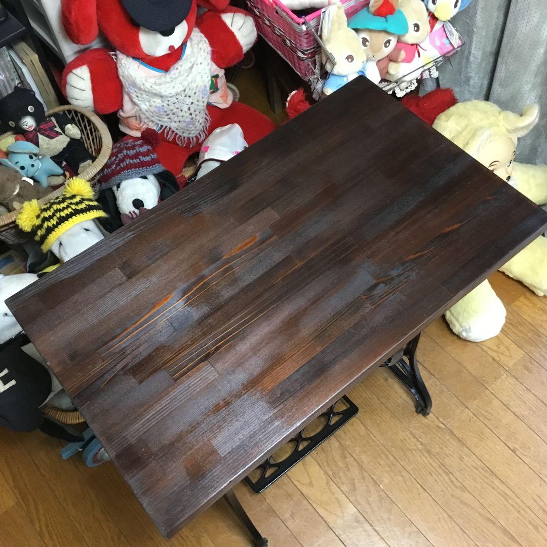 ※アンティーク※ KOYO足踏みミシン脚のテーブル　厚い板　アイアン