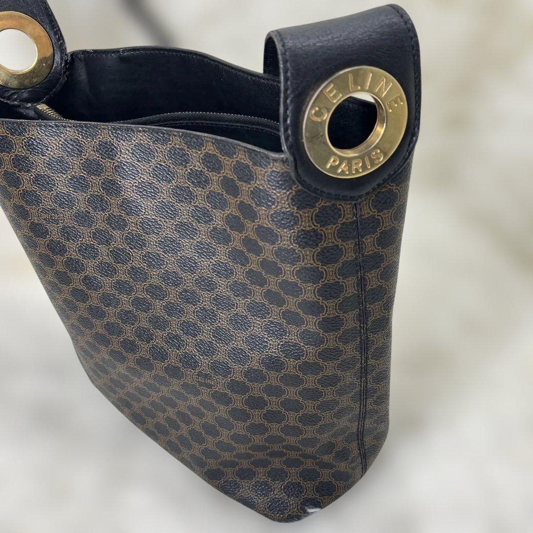 CELINE 黒マカダム ショルダーバッグ ワンショルダー サークルロゴ