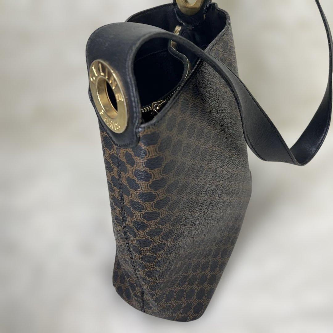 CELINE 黒マカダム ショルダーバッグ ワンショルダー サークルロゴ