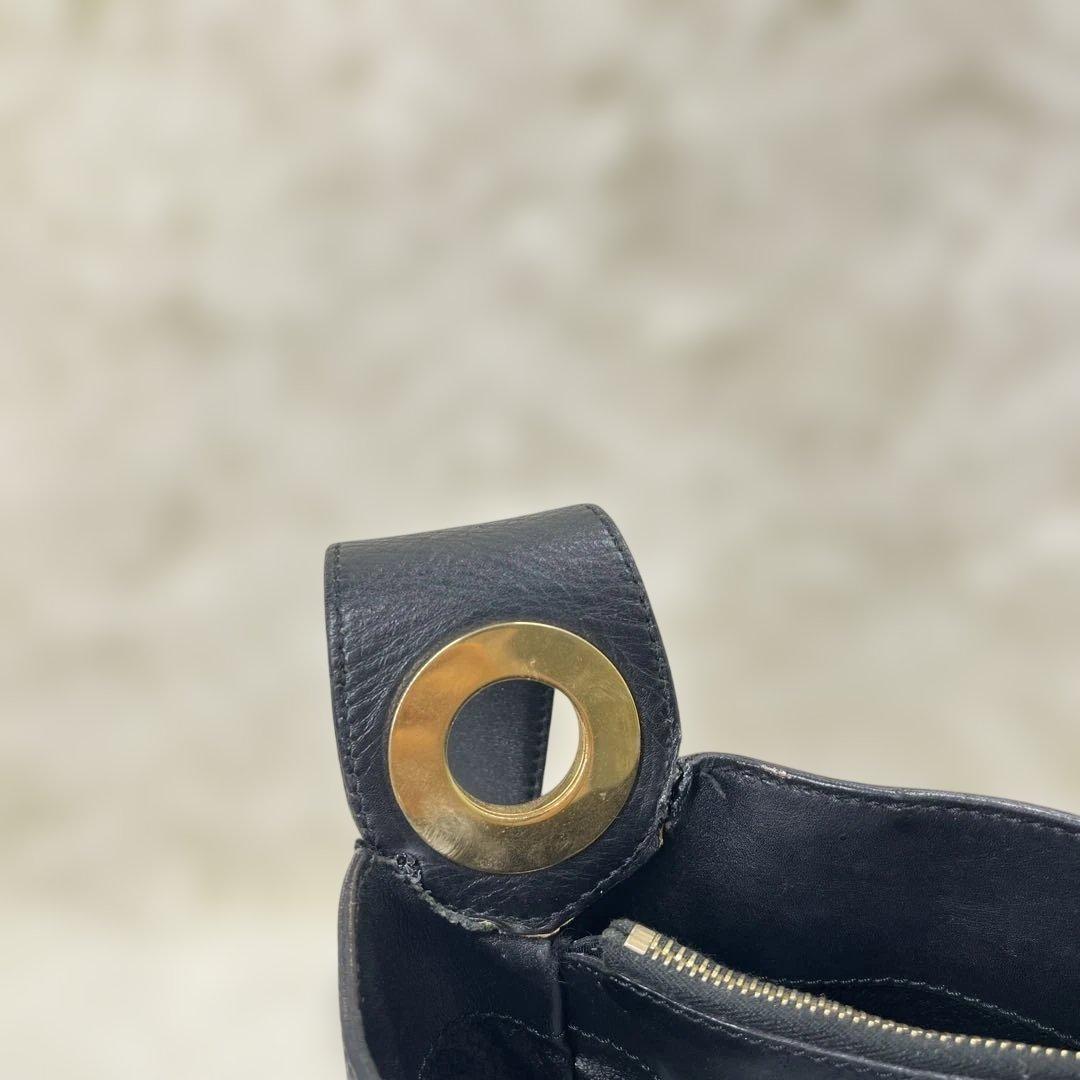 CELINE 黒マカダム ショルダーバッグ ワンショルダー サークルロゴ