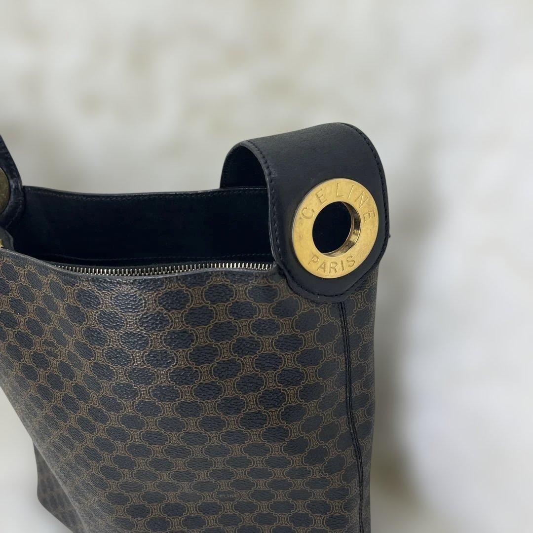 CELINE 黒マカダム ショルダーバッグ ワンショルダー サークルロゴ