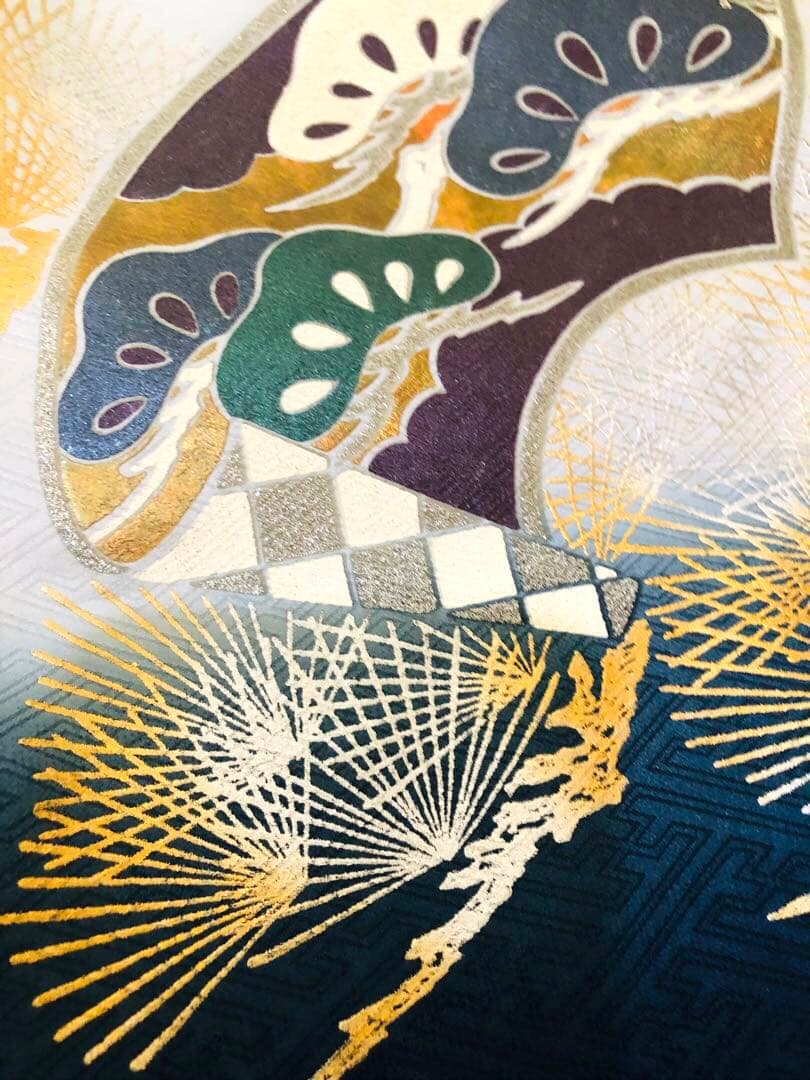 七五三五歳‼️完全️フルセット高級‼️美品紺地暈し鷹金糸刺繍煌びやか際立つ❤️家からなし