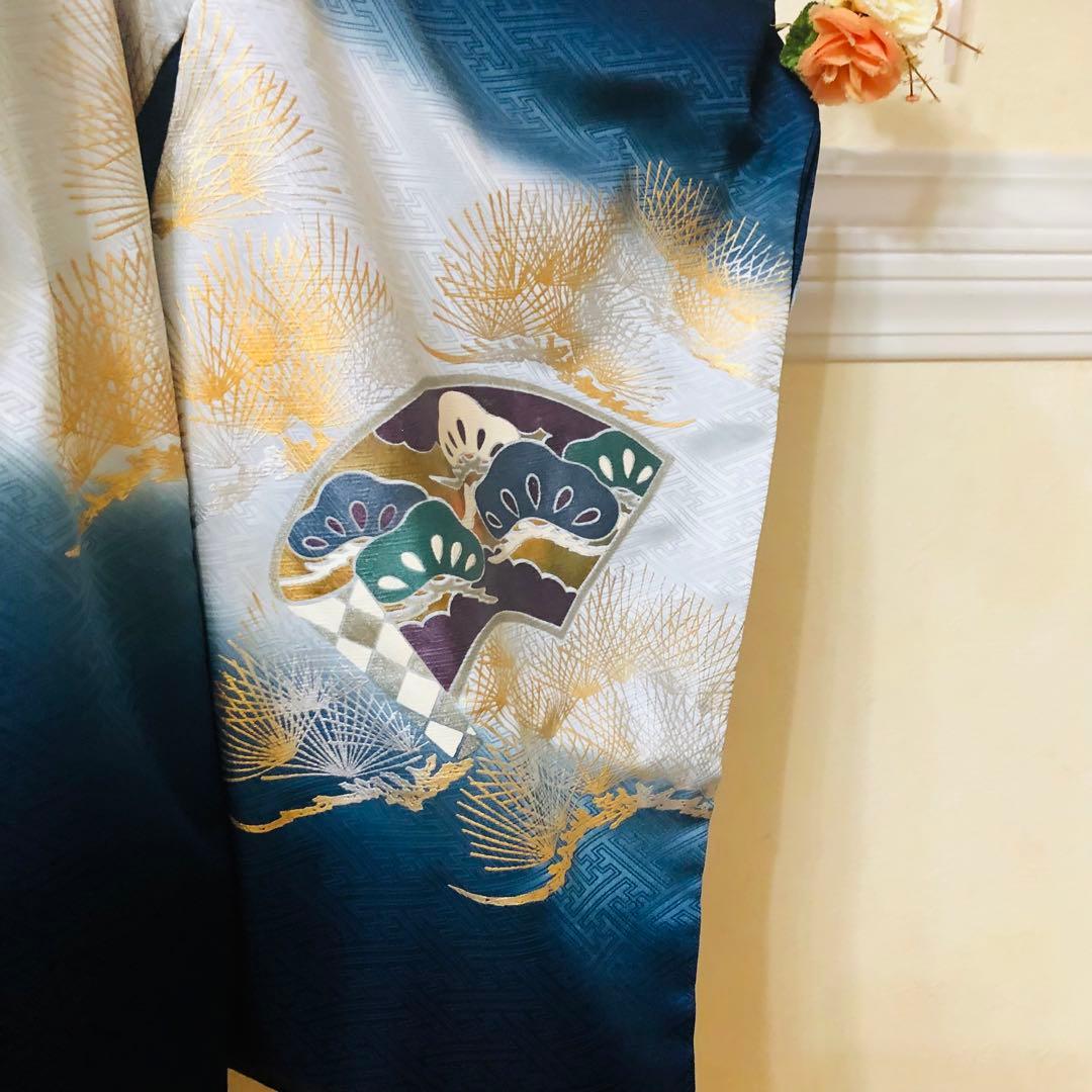 七五三五歳‼️完全️フルセット高級‼️美品紺地暈し鷹金糸刺繍煌びやか際立つ❤️家からなし