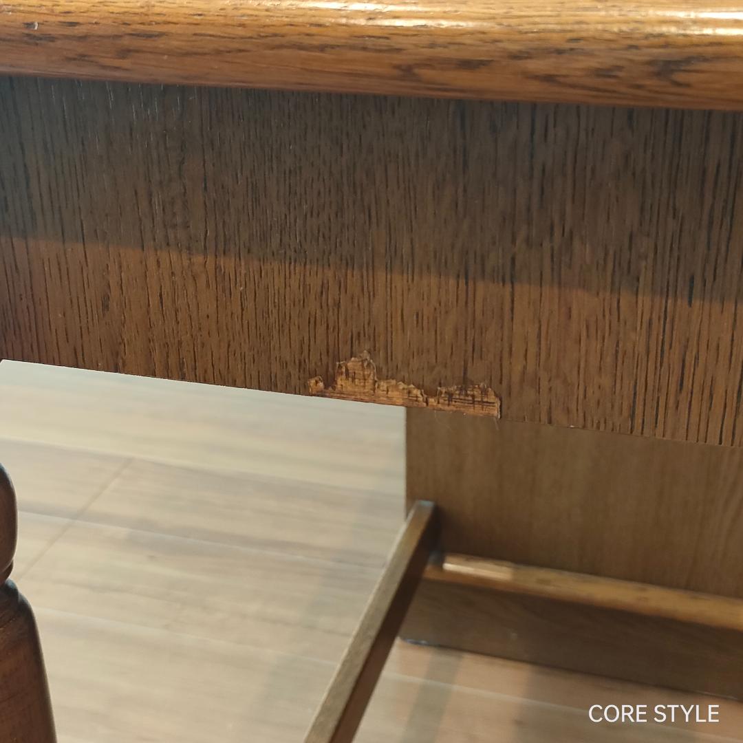 アンティークデスク 片袖机 オーク　ろくろ脚　A33