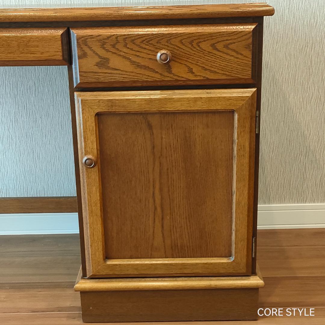 アンティークデスク 片袖机 オーク　ろくろ脚　A33