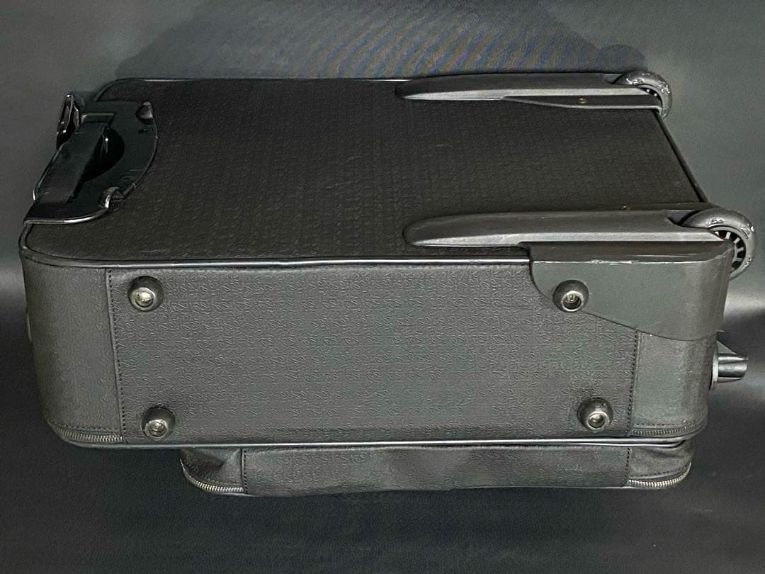 ロエベ キャリーケース 旅行カバン 黒 アナグラム ブリーフ レザーPVC機内