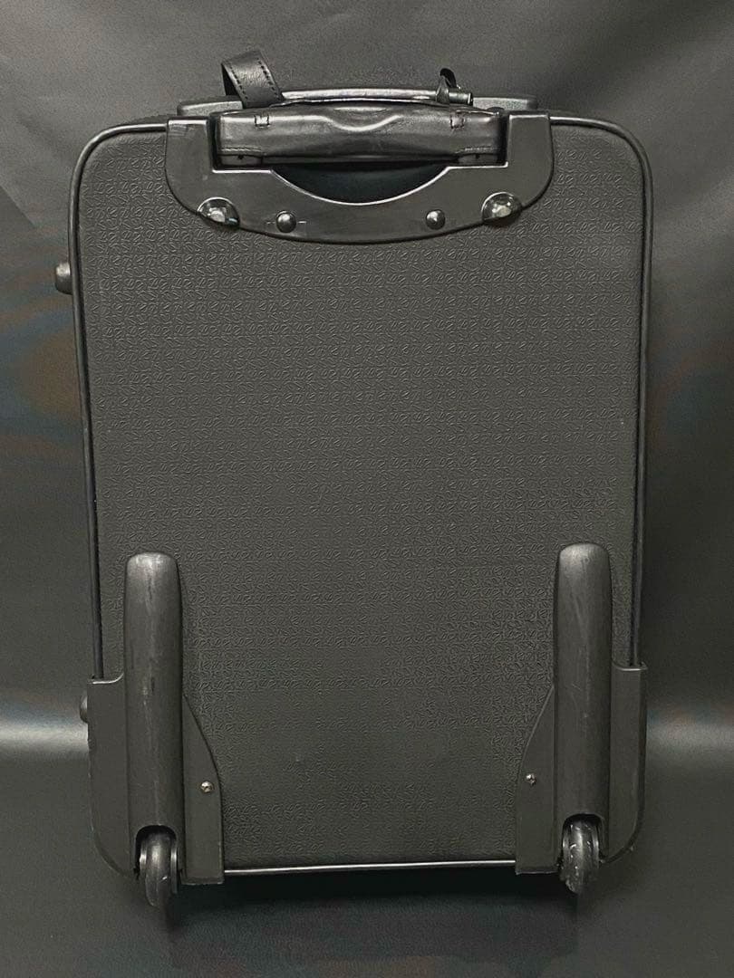 ロエベ キャリーケース 旅行カバン 黒 アナグラム ブリーフ レザーPVC機内