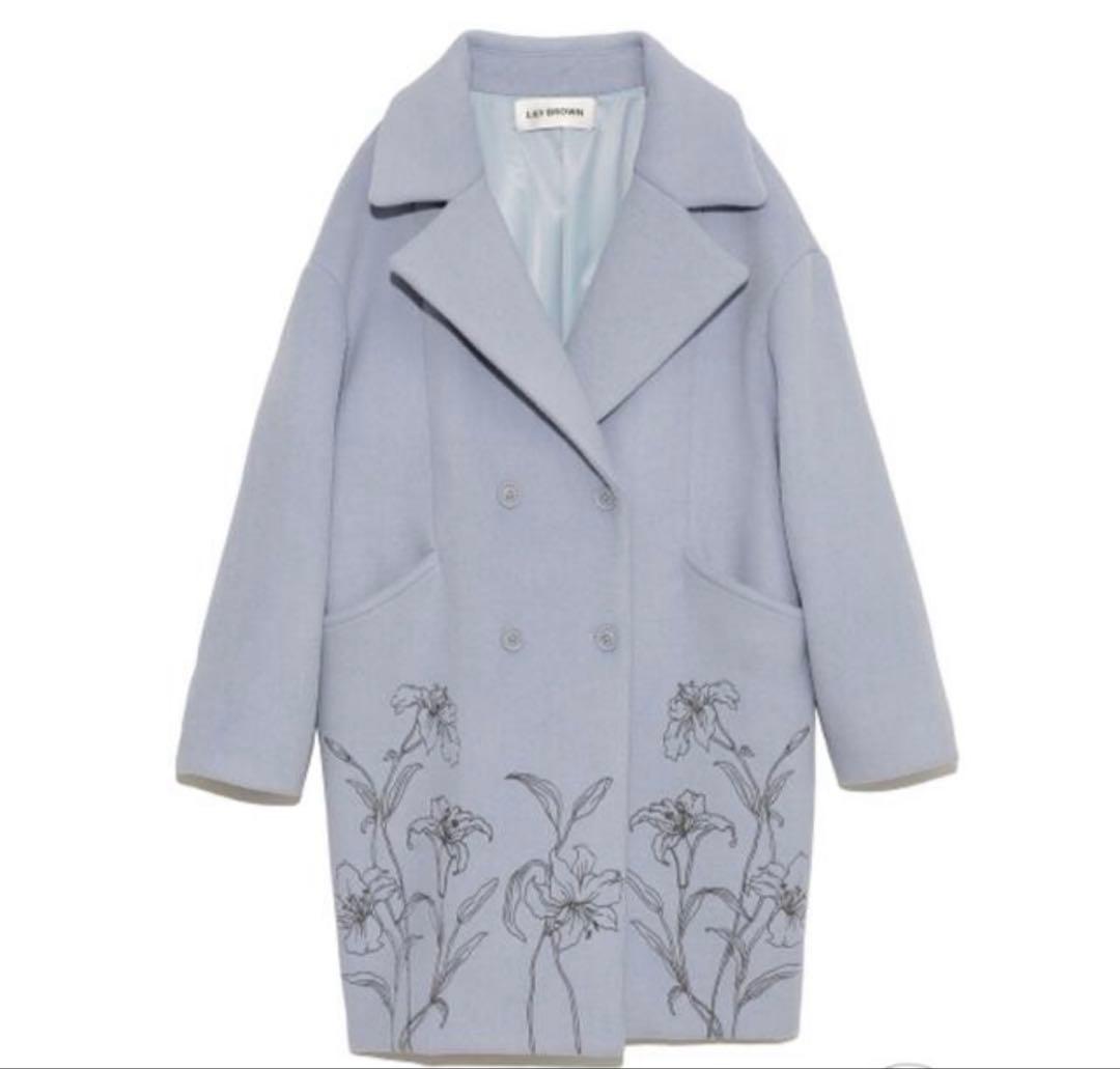 LILY BROWN embroideryコクーンコート 花柄 刺繍 ミドル丈