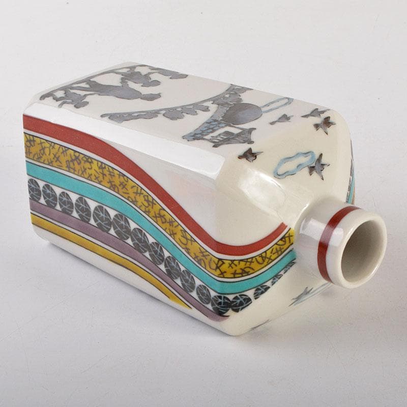 石川県指定無形文化財　九谷焼　武腰潤作　色絵金彩　四季　秋　徳利　N　6839