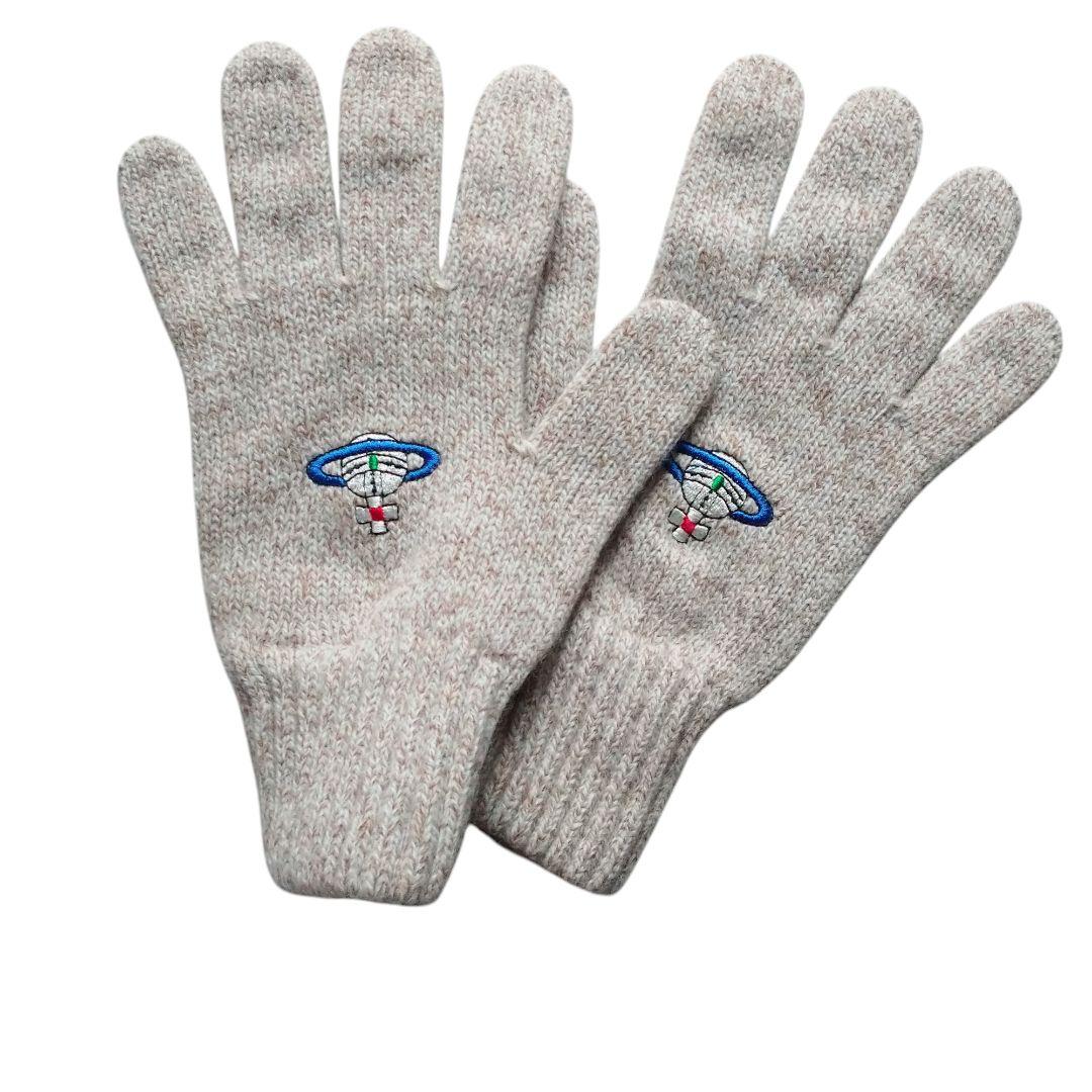 ヴィヴィアンウエストウッド メンズ カラーオーブ刺繍手袋 ベージュ