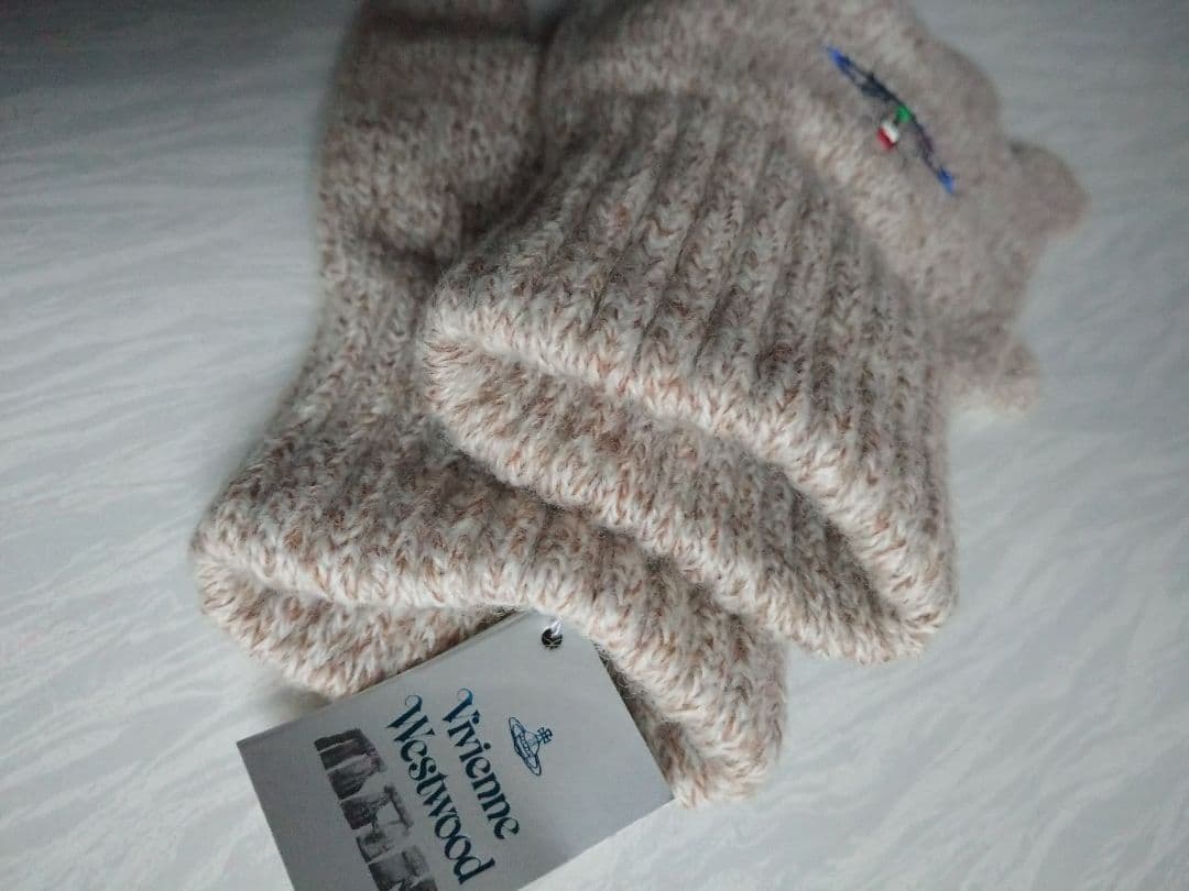 ヴィヴィアンウエストウッド メンズ カラーオーブ刺繍手袋 ベージュ