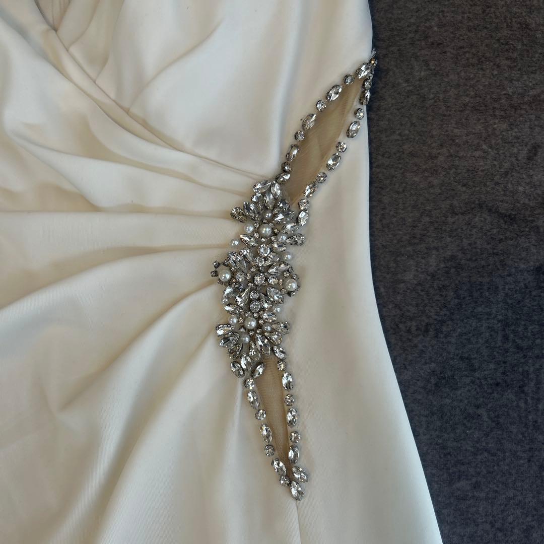 IRMA イルマ　キャバドレス　ホワイト　ミニ　タイト　ビジュー　シースルー