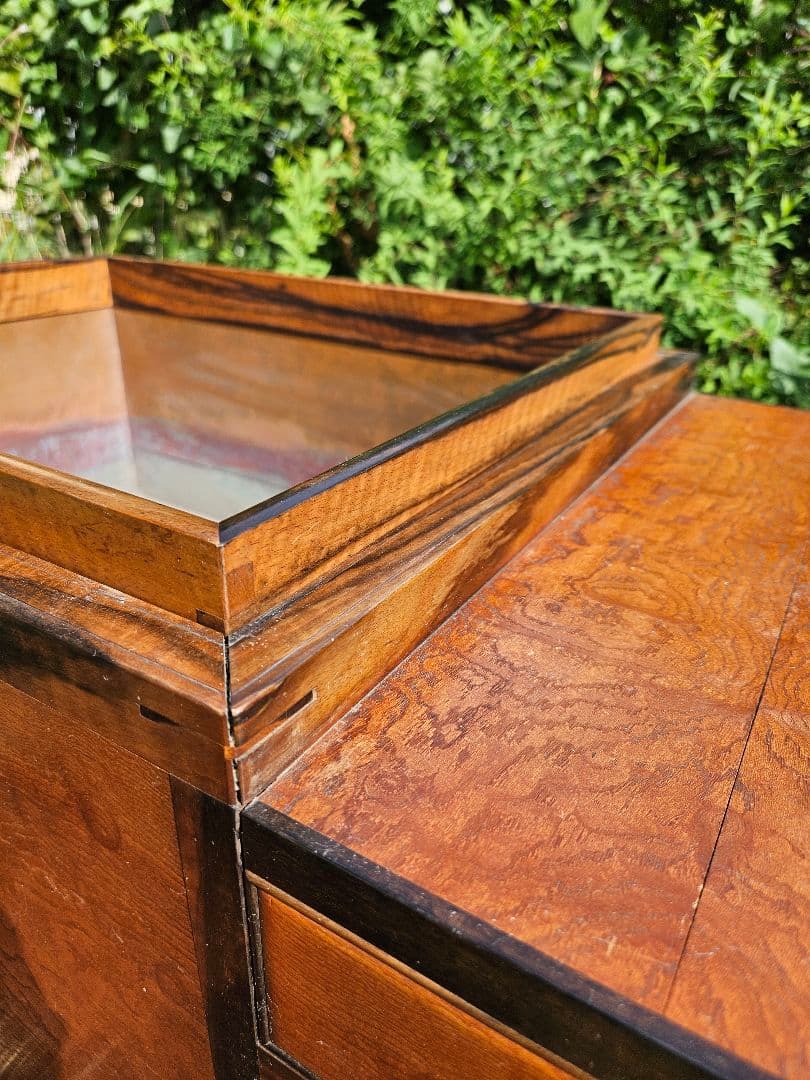 日本のアンティーク 角火鉢 黒柿×欅 玉杢 灰入れ 古民家 和室 和モダン