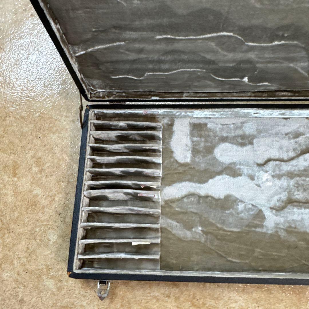 ビンテージ　バイオリン弓ケース 皮張り黒 仕切りあり12本入り